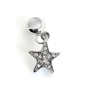 Silver Star Rhinestone Dangle Charm